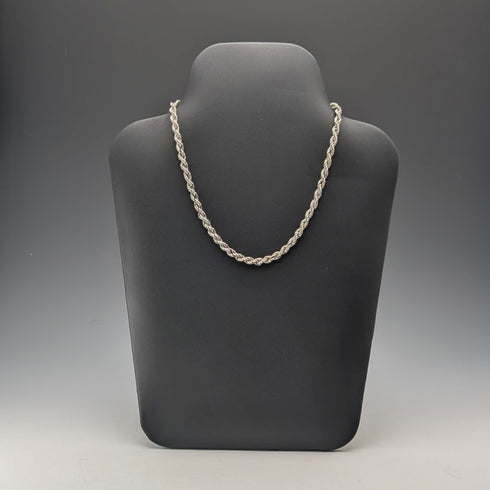 British vintage sterling silver twisted chain necklace 40cm 12.5g EJLd